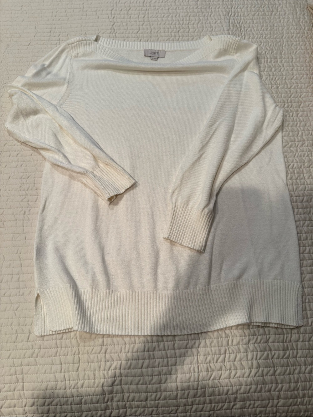 LOFT Women's Cream Boatneck Pullover Sweater